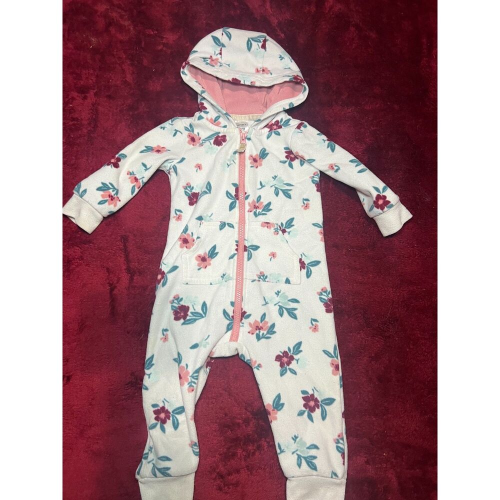 Carters girl hooded fleece one-piece cozy size 9M